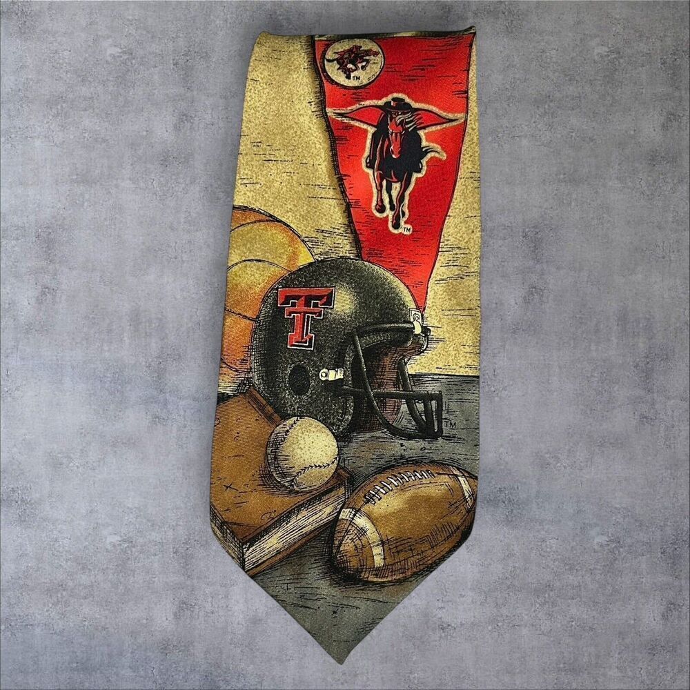 Eagles Wings Texas Tech Red Raiders Silk Necktie Men's Geometric Tie